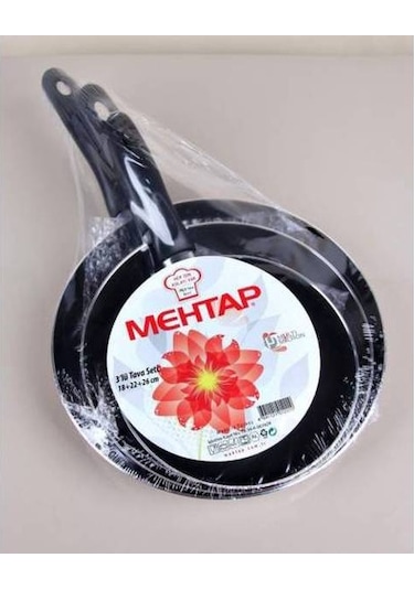 Mehtap 3 Lü Teflon Tava Seti 18 22 26 Cm Kırmızı Mor Mürdüm Tava Mor