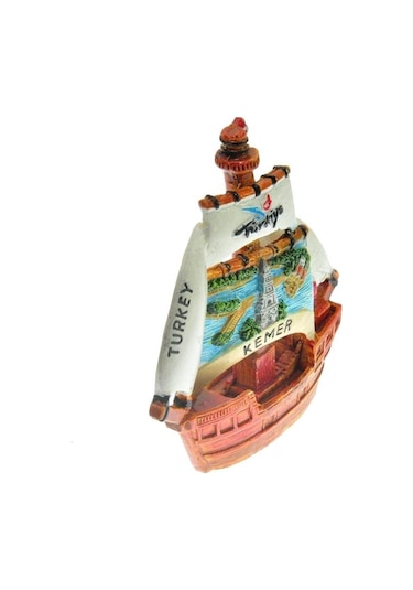 Hdmarketim Antalya Kemer Temalı Dekoratif Polyester Gemi Biblo 5923