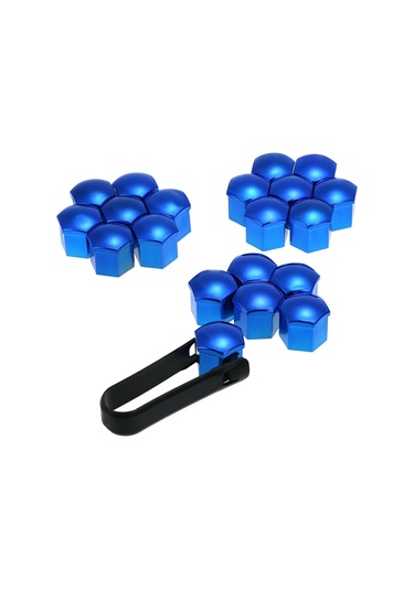 Neevoyu 17mm Evrensel Lastik Somun Kapağı Paketi - Kırmızı/mavi Seçenekli Abs Plastik, 20 Adet + Çıkarma Aracı