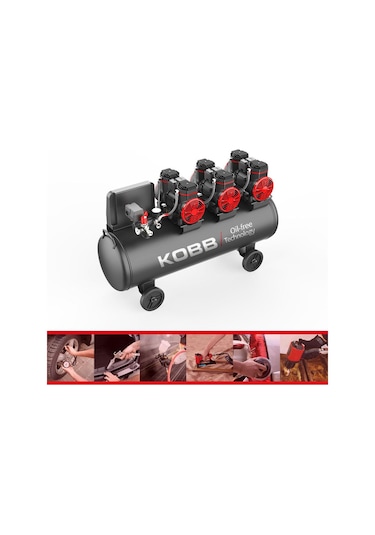 Kobb Kbk100s 6.0hp 100lt 8bar Üç Motorlu Yağsız Sessiz Taşınabilir Hava Kompresörü