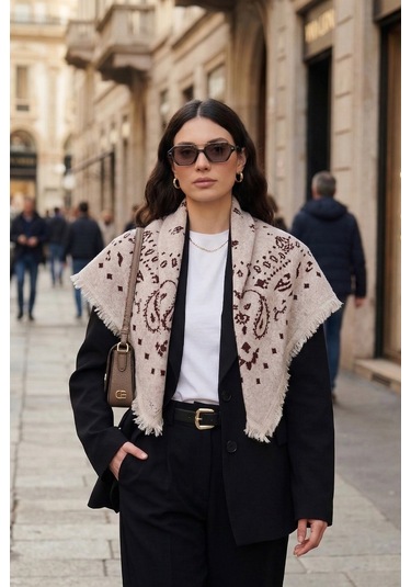 Lela Bayan Şal 6941300 Bej-bordo
