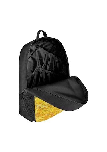 Genç Erkek Kız Polyester Kumaş Çok Renkli Graffiti Sırt Çantası Van Gogh Buğday Tarlası Tasarımı Siyah