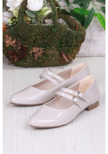 Fort 01-410 Rahat Çift Tokalı Kadın Babet Kadın Ayakkabı Ten