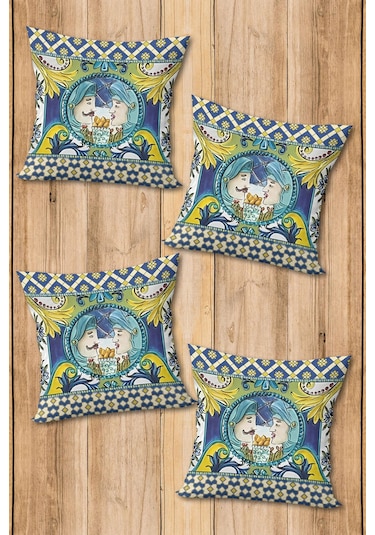 Dijital Baskılı Yumuşak Dokulu 4 Lü Kırlent Kılıfı Takımı 43x43 Cm Krl0071 Renkli