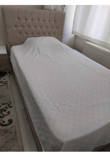 Otel Pikesi Tek Kişilik Dama Desen Beyaz 160x230 Cm 4'lü