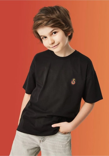 Gsstore Galatasaray Çocuk Siyah T-shirt Sarıkırmızı