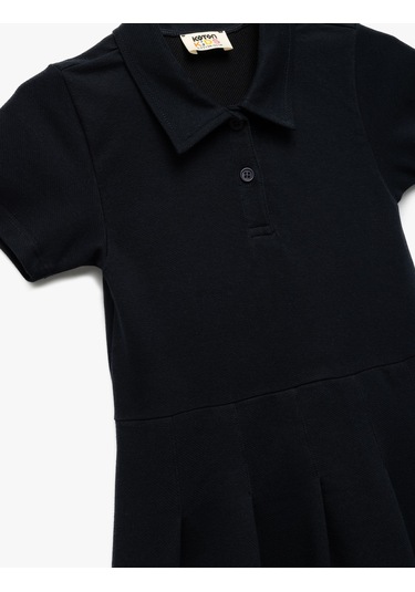 Koton Kısa Kollu Düğme Kapamalı Pamuklu Gömlek Elbise Lacivert 6wkg80001ak Lacivert