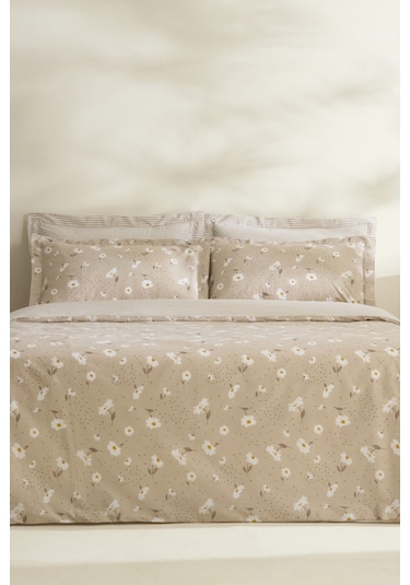 Karaca Home Daisy %100 Pamuk Çift Kişilik Nevresim Takımı Bej