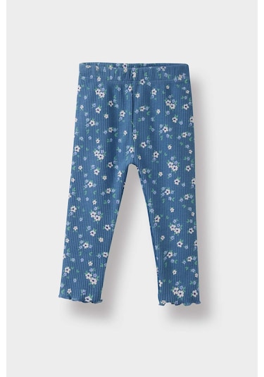 Defacto Kız Bebek 2li Takım Çiçek Desenli Sweatshirt Tayt F0532a525wnbe88 Mavi