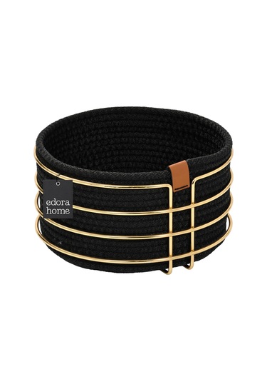 Altın Yuvarlak Ekmek Sepeti Şık,ekmeklik Siyah Hasır Örmeli Makrome-çok Amaçlı Metal Paslanmaz Altın