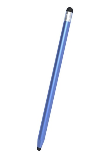 Rogfer Manyetik Kapaklı Evrensel İki Uçlu Kauçuk Uçlar Kapasitif Stylus Kalem Mavi