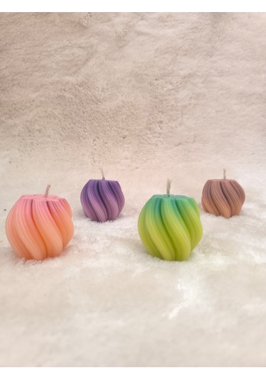 Dalga Desenli Dekoratif Mum, Tek Renk Pembe