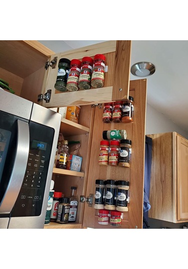 Yaleker 8'li Yapışkan Baharat Rafı - 20 Kavanoz Taşır, Mutfak Düzenleyici, Ekstra Yapışkanlı Beyaz
