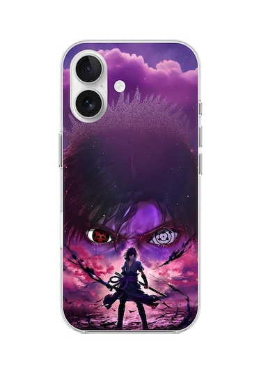 Apple Uyumlu iPhone 16 Şeffaf Kılıf Naruto Sasuke Tasarımlı