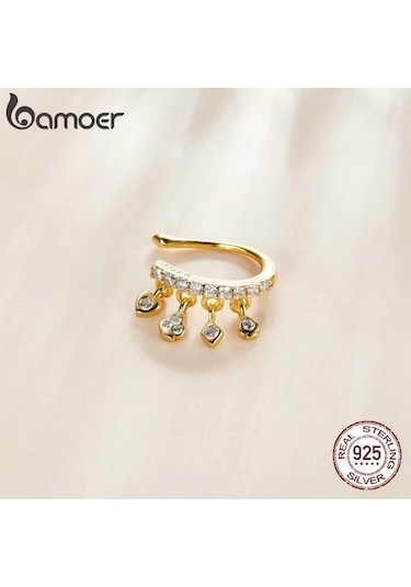 Novahub Bamoer 1 Parça 925 Ayar Gümüş Hipoalerjenik Damızlık Şeffaf Cz Kulak Klipsi Gümüş