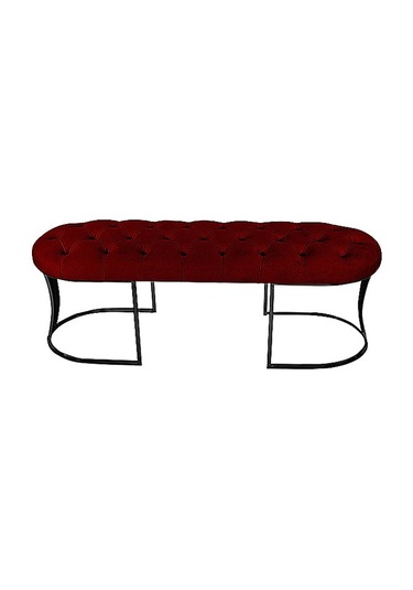Viego Siyah Bench Puf Bordo