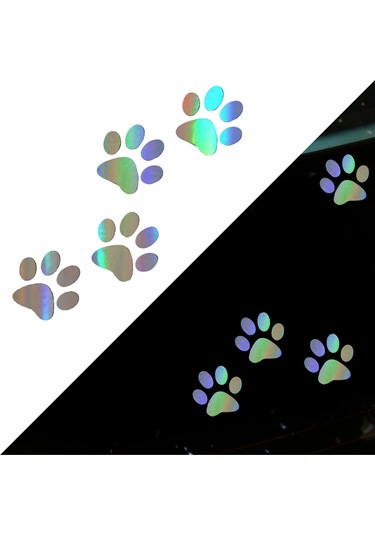 Monyee Vinil Araba Stickerları: Kedi Köpek Ayak İzi Desenli, Renkli Yansımalı, Su Geçirmez, Kolay Kurulum, Araba Dekorasyonu