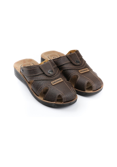 Gezer 09878 Rahat 4 Nokta Taban Kapalı Erkek Terlik Sandalet Kahverengi