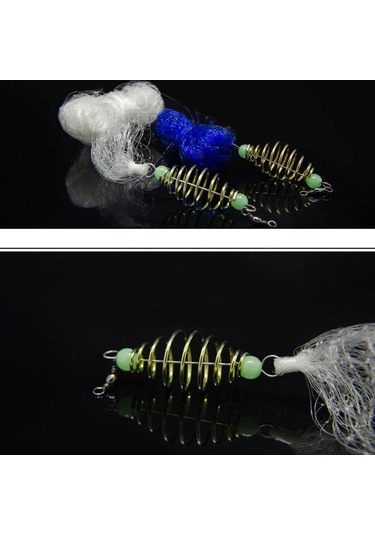 Xiyyadms Gece Balıkçılığı İçin Işıklı Boncuklu, Bakır Yaylı, 5 Gözlü, Çift Yaylı, Taşıma Kollu Otomatik Tutma Ağı