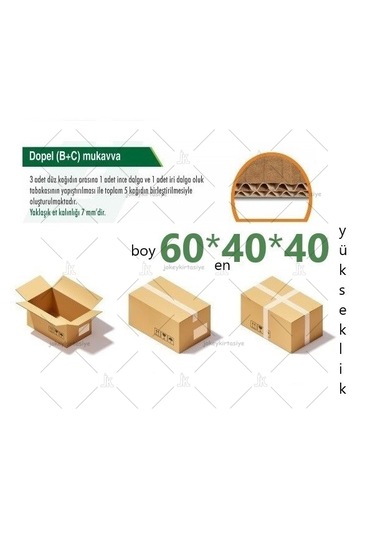 60x40x40 Ksssk 140gr Çift Oluklu Büyük Boy Koli-5adet 32desi