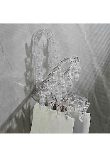 Ganzhoushop 1 Adet Banyo Vantuzlu Kurutma Rafı Katlanır Çorap Kurutma Rafı Ev Giysi Rafı Çoklu Klipsli Kurutma Çorapları Eser, A Çok Renkli