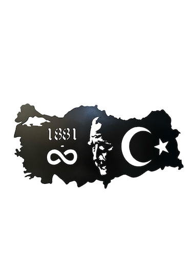 Dgrk Atatürk Ve Türkiye Haritası Tasarım Tablo Ahşap 110 X 70 Cm