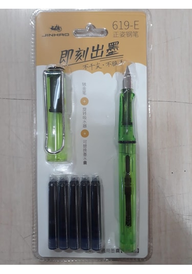 Jinhao Dolma Kalem Şeffaf Ef 0,38Uç Kalem+5 Kartuş Renk Seçenekli Şeffaf Yeşil