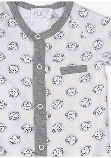 Ozmoz Kuzu Baskılı Organik Bebek Tulum - Sd715 Çok Renkli