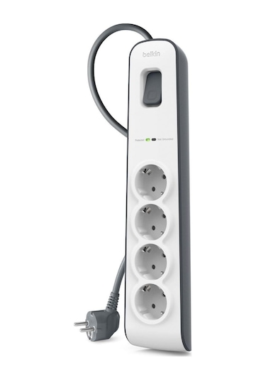Belkin Surgemaster 4'lü Priz, Yüksek Gerilim Korumalı 2 M Kablo