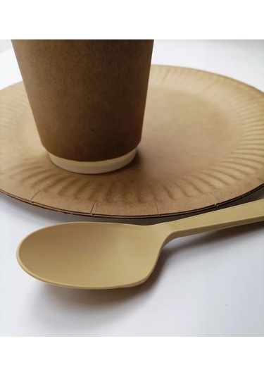 Klık-pıknık 50 Adet Tek Kullanımlık Kaşık Mısır Nişastası Kremalı Renk 234541677 100 adet