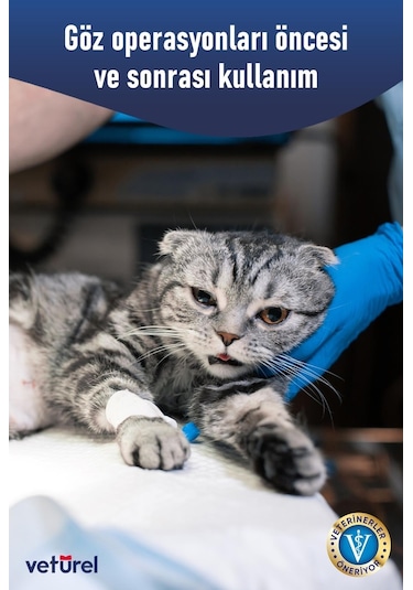 Veturel Kedi Göz Temizleme Solüsyonu Köpek Alerji Enfeksiyon Bakımı Göz Damlası 100 ML