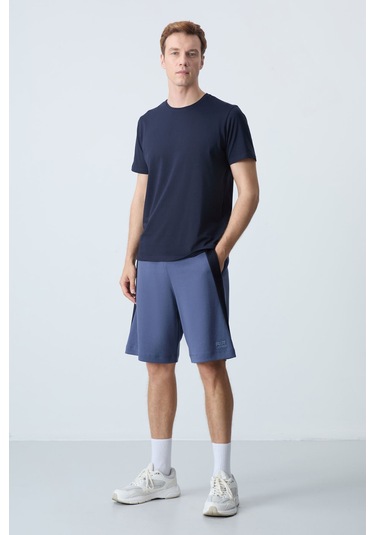 Tommy Life Petrol Pamuklu Kalın Yumuşak Dokulu Standart Fit Basic Erkek Şort - 81280 Petrol