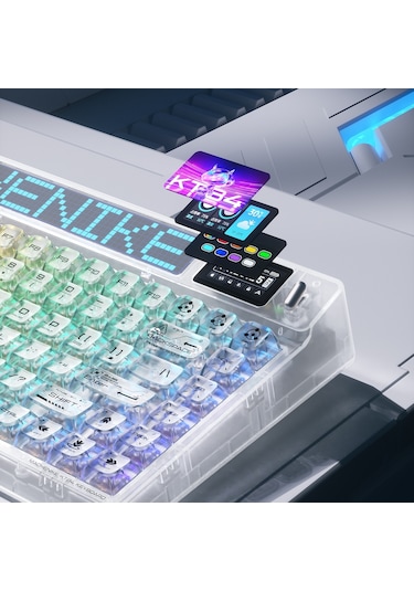 Machenike KT84-B84W Tri-Mode Gateron White Switch LCD RGB İngilizce Oyuncu Klavye