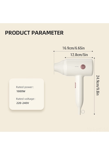Mufunye Beyaz 1800w 220v Avrupa Plug Lüx Saç Kurutma Makinesi - 3000m İyon, 3 Sıcaklık Ayarı, 1.75m Kablolu, 50% Hızlı Kurutma, Çift Ateş Koruması
