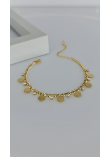 Pul Taşlı Çelik Bileklik Sns110-1 Gold