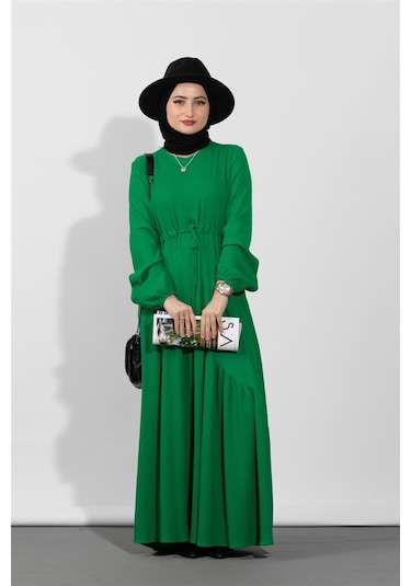 Sevitli Beli Tüneli Elbise-benetton Yeşili-1503-benetton Yeşil