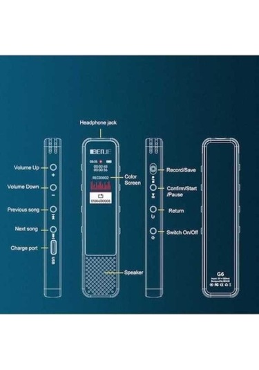 Ankatek G6 Pro Ses Kaydedici: 3 Mikrofonlu, Hızlı Kayıt, 4 Mod, 16gb-64gb, Daha Fazla Kapasite - Gümüş