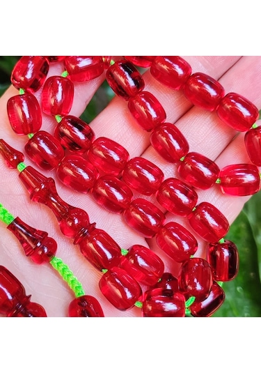 9x11 Mm Şeffaf Delim Kırmızı Katalin Tesbih - Ergin Baran Necef