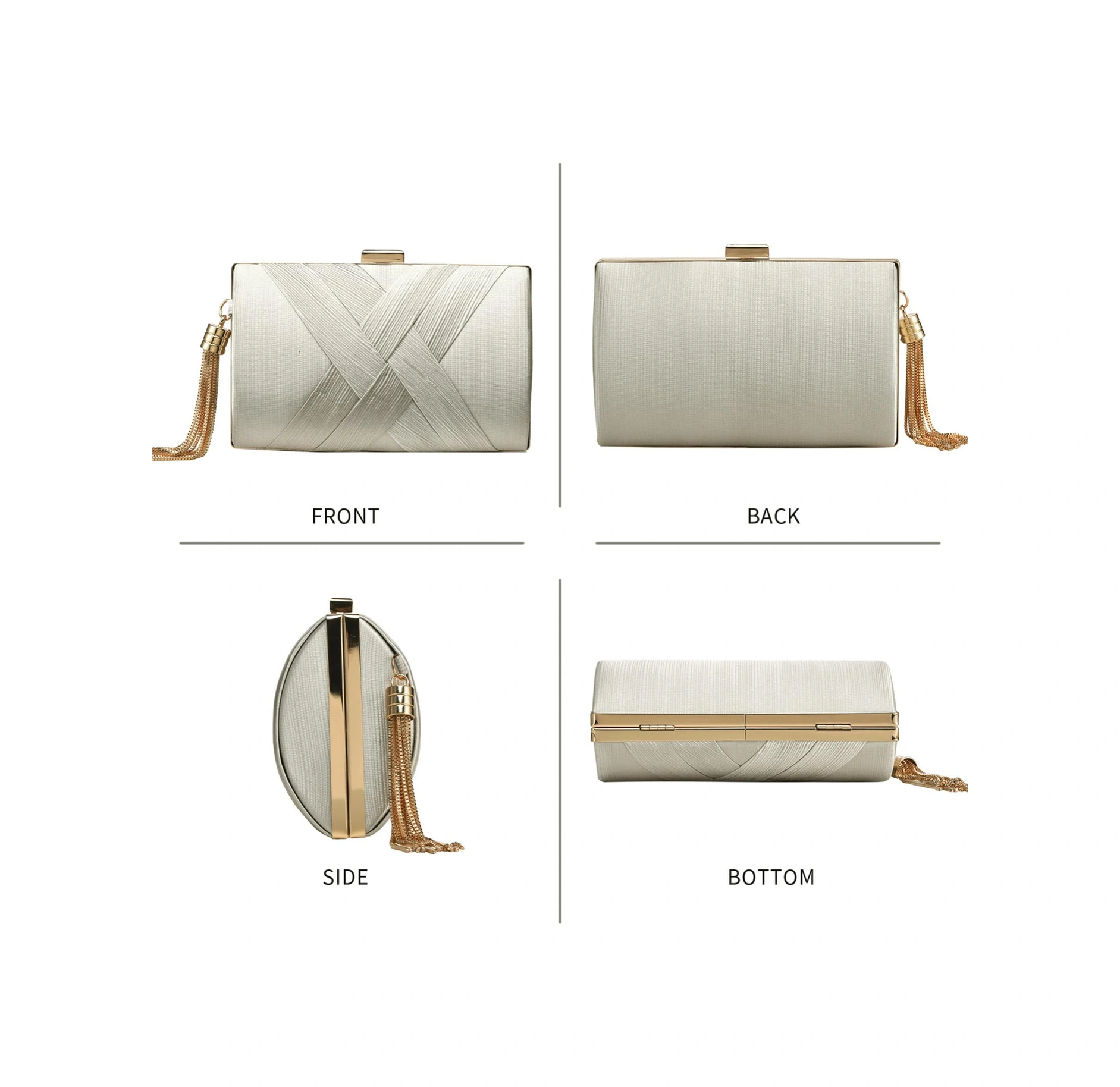 Yuntech01 Renkli İmitasyon İpek Askılı El Çantası - Metal Kanca Kapatma, 17.5x7x11.5cm, 0.41kg, 2 Metal Zincir Uzun & Kısa Çok Renkli