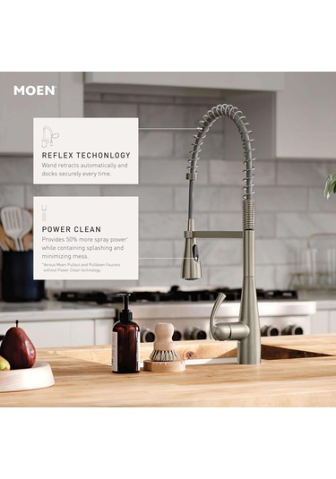 Moen Essie Krom Tek Kolu Yüksek Ark Pulldown Mutfak Bataryası, 87 Diğer