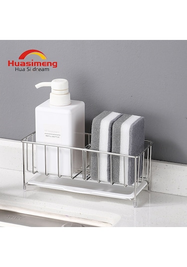 Teltree 304 Paslanmaz Çelik Mutfak Organizer: Sünger, Çelik Top Ve Deterjan İçin Suda Kaldıran, Sıvı Akışlı Tezgah Üstü Depolama Rafı Beyaz Diğer