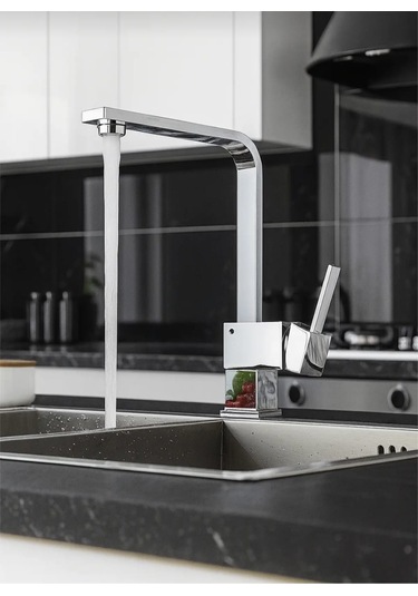 Eshome Kiev Mix Kuğu Kare Mutfak Evye Lavabo Bataryası Krom