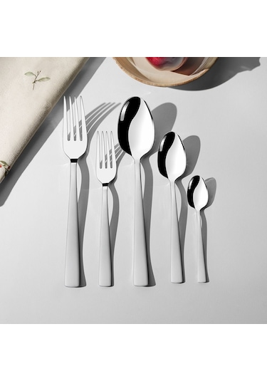 Nehir Deniz Saten 6 Kişilik 30 Parça Çatal Kaşık Takımı Gümüş