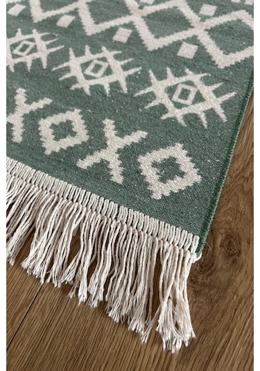 Doğal Tonlarda Modern Desenli Çift Taraflı Yıkanabilir Kilim Renkli