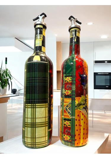 Akdeniz Mutfağı Ve Ayçiçeklerinden İlhamla Tasarlanan Cam Yağdanlık, Sirkelik Ve Sosluk Seti, Mutfak Kırmızı - Sarı