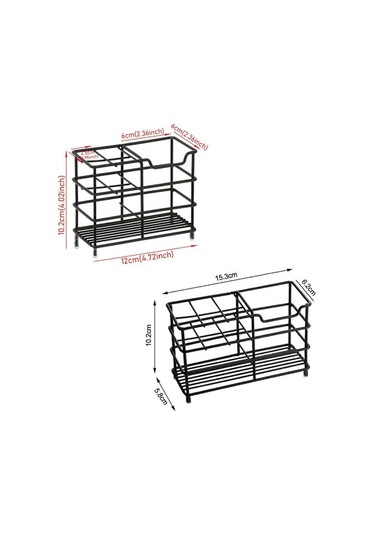 Diş Fırçası Tutucusu, Depolama Rafıyla Uyumlu Black 6 Grıd Siyah Çok Renkli