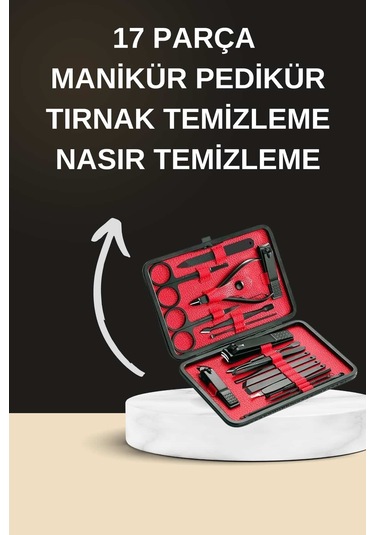 Elektrikli Manikür Pedikür Seti İkili Set 17 Parça Tırnak Bakımı Nasır Temizleme Tırnak Şekillendirme