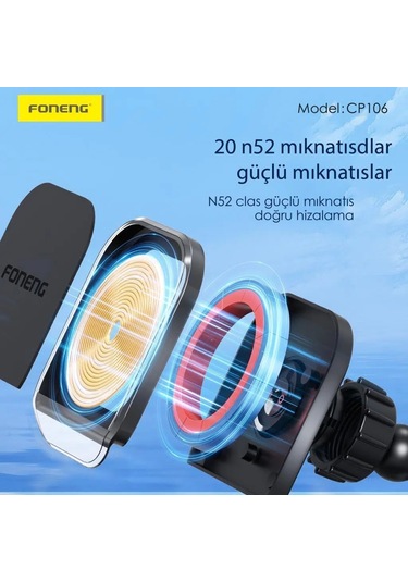 Foneng Cp106 Manyetik Araç İçi Havalandırma Telefon Tutucu -