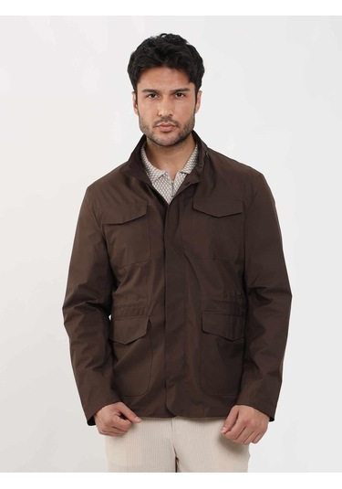 Dufy Kahverengi Erkek Regular Fit Düz Hakim Yaka Safari Mont - 104374-Kahverengi