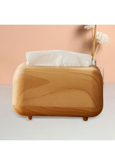 Pazly Suntek Ahşap-rengi Peçete Mendil Kutusu Kapağı Ev Dekoru Jr Ahşap